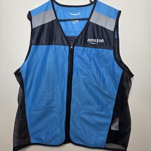 Amazon Delivery Driver Vest Blue Black Reflective Safety Work Uniform M/L